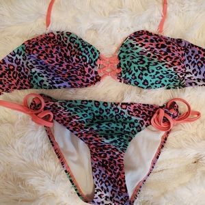 Multicolor cheetah print bikini